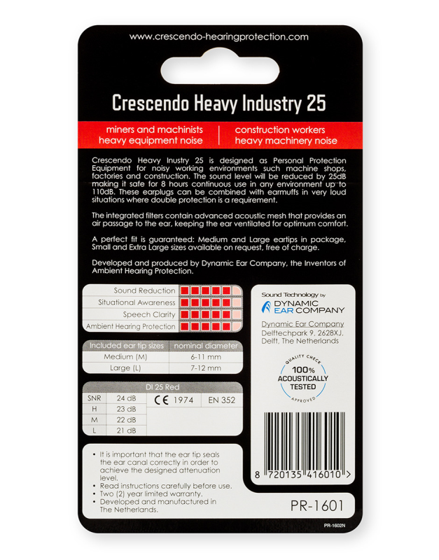 Import Crescendo Oordopjes Hvy Industry 25 PR-1601