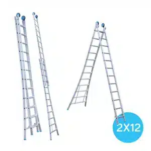 Eurostairs reformladder uitgebogen 2-delig - 2x12 + gevelrollen