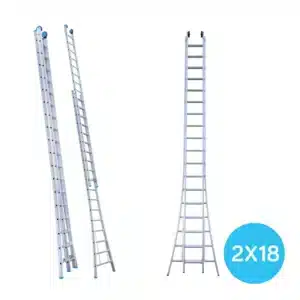 Eurostairs reformladder uitgebogen 2-delig - 2x18 + gevelrollen