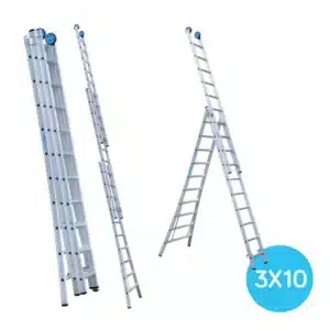 Eurostairs reformladder uitgebogen 3-delig - 3x10 + gevelrollen