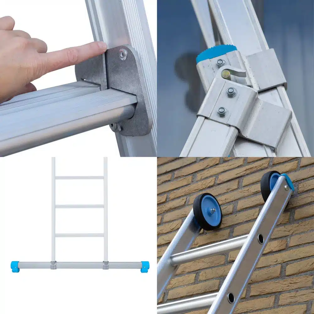 Eurostairs reformladder recht 3-delig - 3x12 + gevelrollen