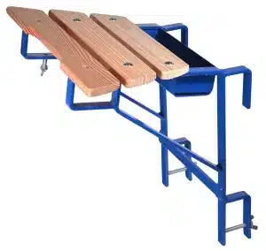 Euroscaffold ladderafhouder blauw met houten plateau
