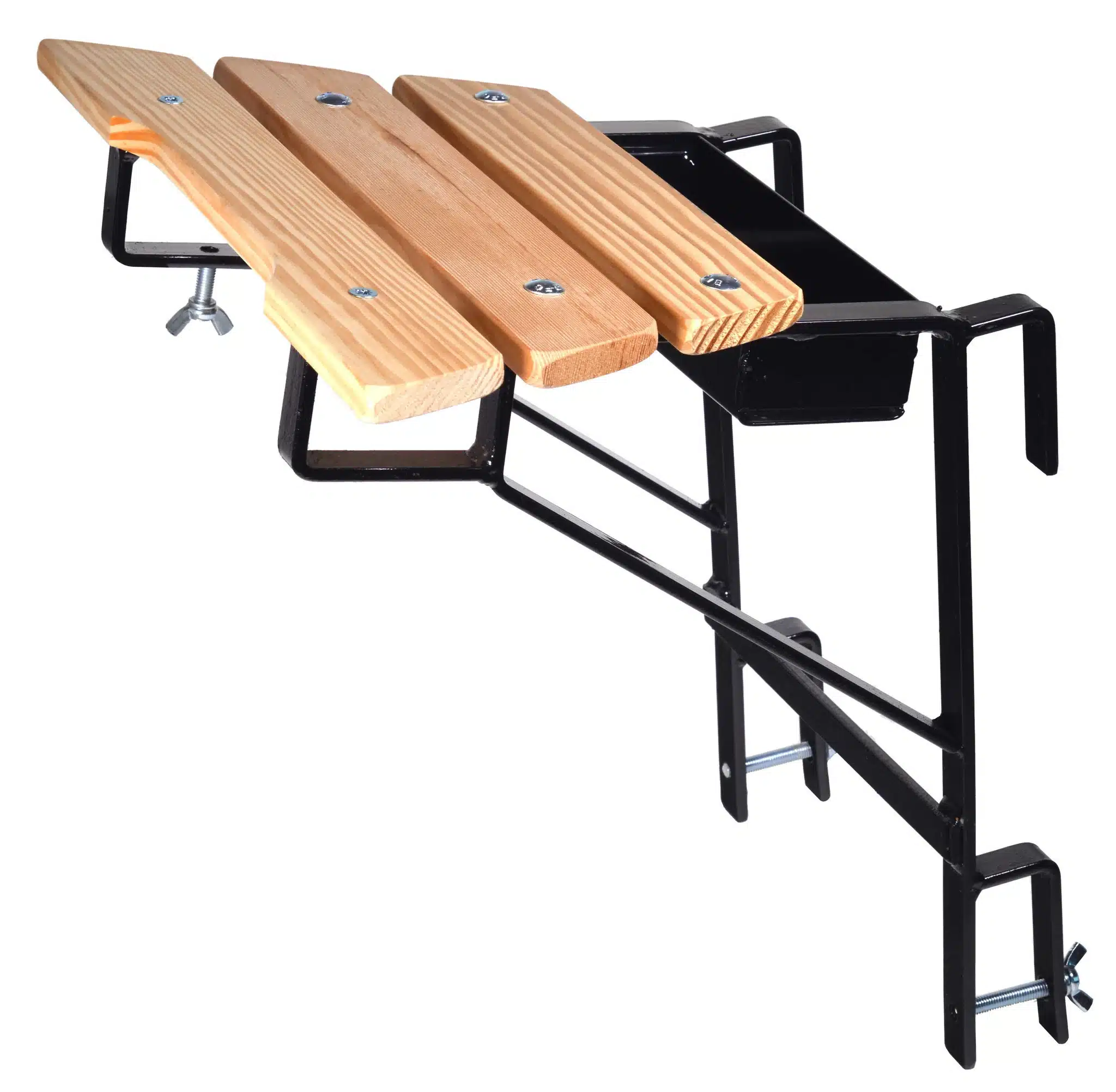 Euroscaffold ladderafhouder zwart met houten plateau